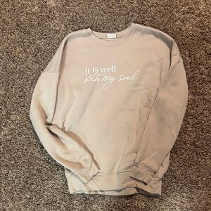 Lange Taupe Crewneck Sweatshirt with White Script